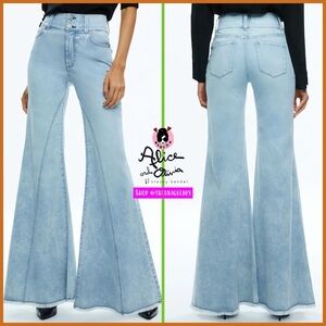 Alice + Olivia Beautiful High Rise Wide Leg Seamed Bell Jeans Pant